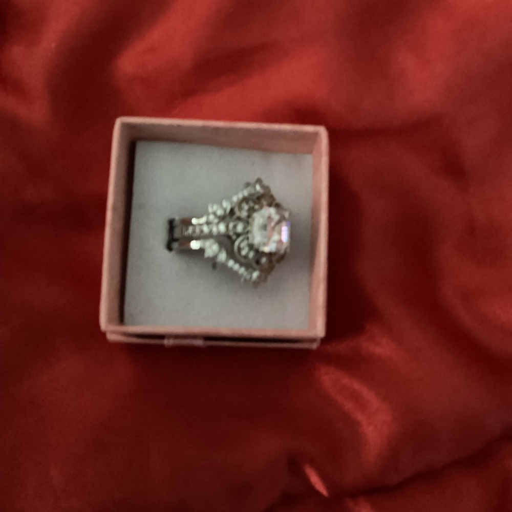 JTV Silver-Tone Crystal Statement Ring in Pink Box